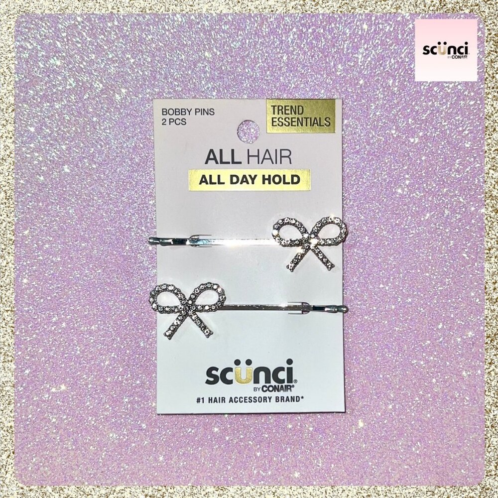 🎀 Scunci Crystal Bow Bobby Pins 2 Pack NWT